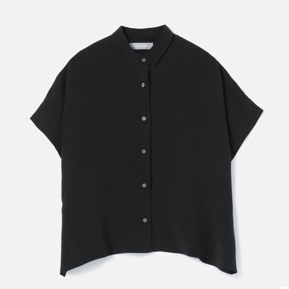 Everlane Silk Square Shirt (Black) (Size 2)